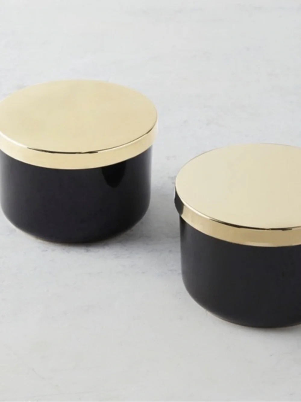 Z Gallerie Black and Gold Decorative Canister Set of 2 Multi Use Storage Duo